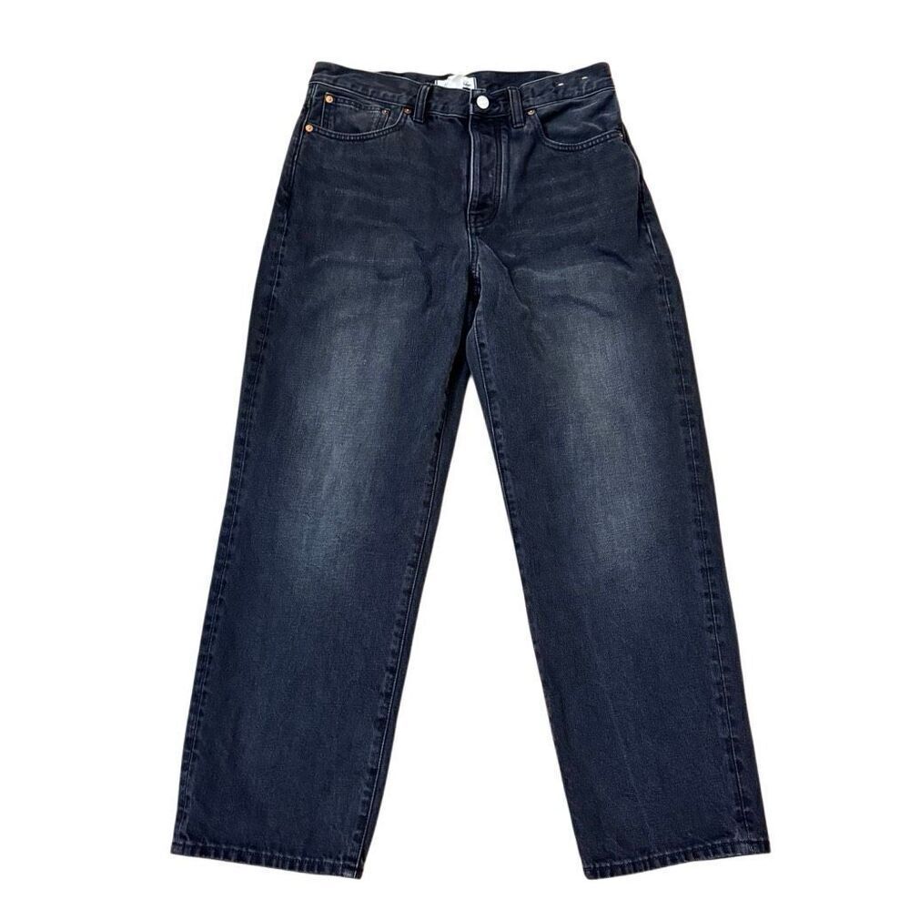 Madewell Low Slung Straight Leg Jeans Button Fly Black Size 28